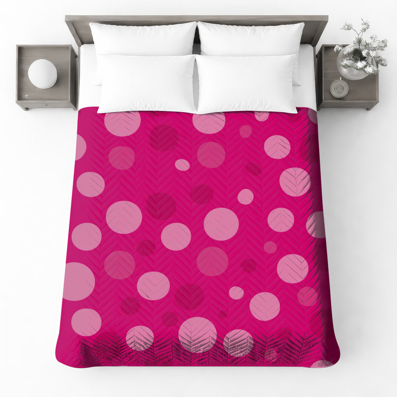 Couvre-lit matelassé à pois rose toutes tailles, Lit simple