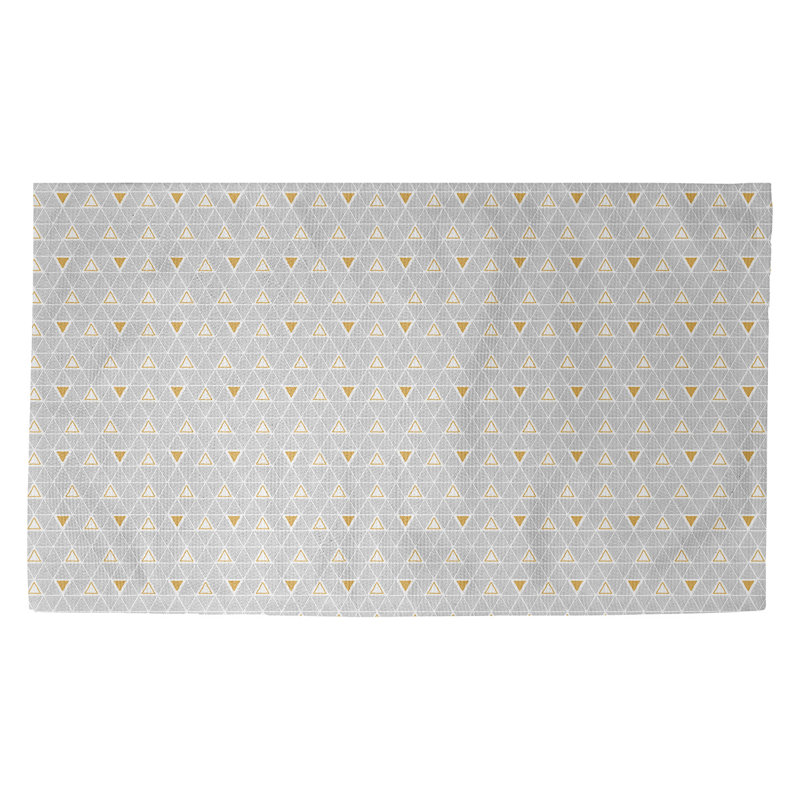 Tapis gris/moutarde jaune fait main, Rectangle 3 pi x 5 pi