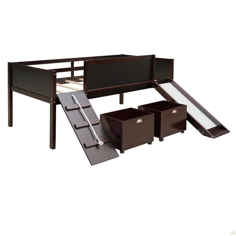 Lit mezzanine en bois avec deux boîtes de rangement Watsons, Espresso