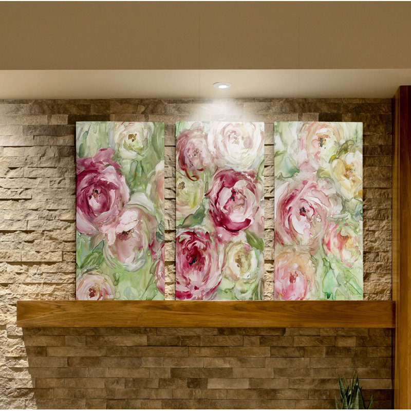 Rose grimpante - image multi-pièces sur toile, H 24 po x l 36 po x P 1,5 po