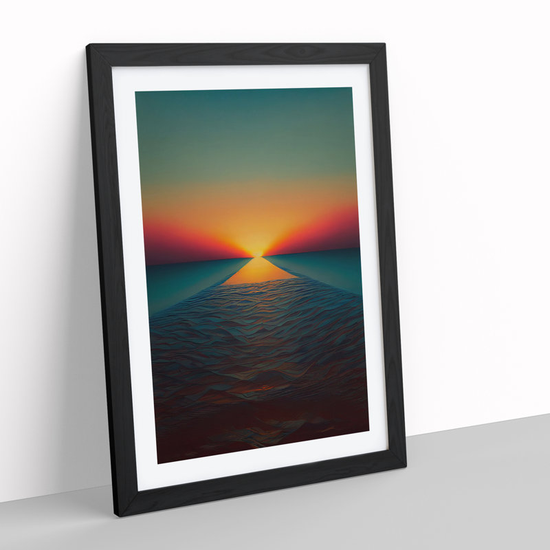 XV1022-3939X Shimmering Abstract Sunset - Single Picture Frame Print, Black, 64cm H x 46cm W x 2cm D