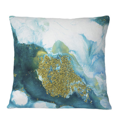 «Blue and Glitter Gold» - Coussin décoratif imprimé moderne