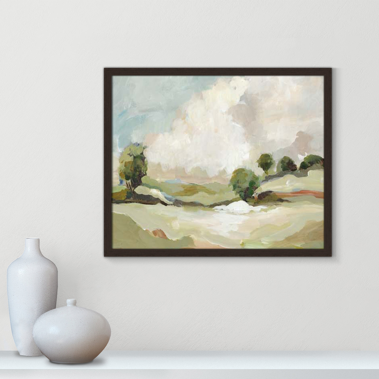 Pastoral Land by Allison Pearce, 21.5" H x 25.5" W x 1.25" D, Walnut