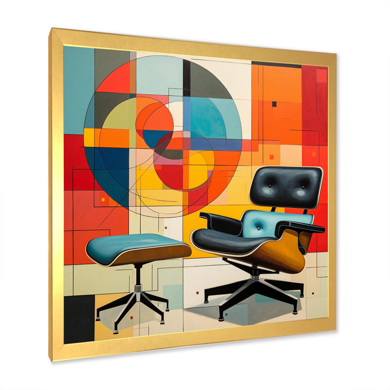 «Mid-Century Eames Delight I» - Impression, Encadrement doré, H 36 po x l 36 po x P 1,5 po