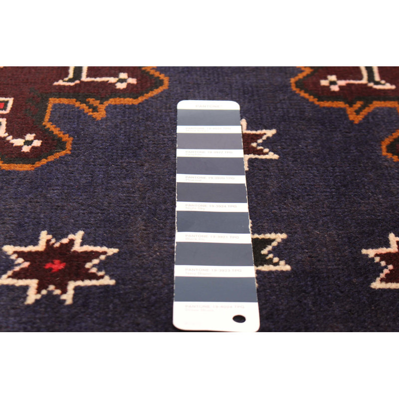Tapis bleu foncé Teimani 3 pi 9 po x 6 pi 9 po