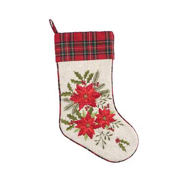 Christmas Stocking Cross Stitch Christmas Trees and Poinsettias with Name