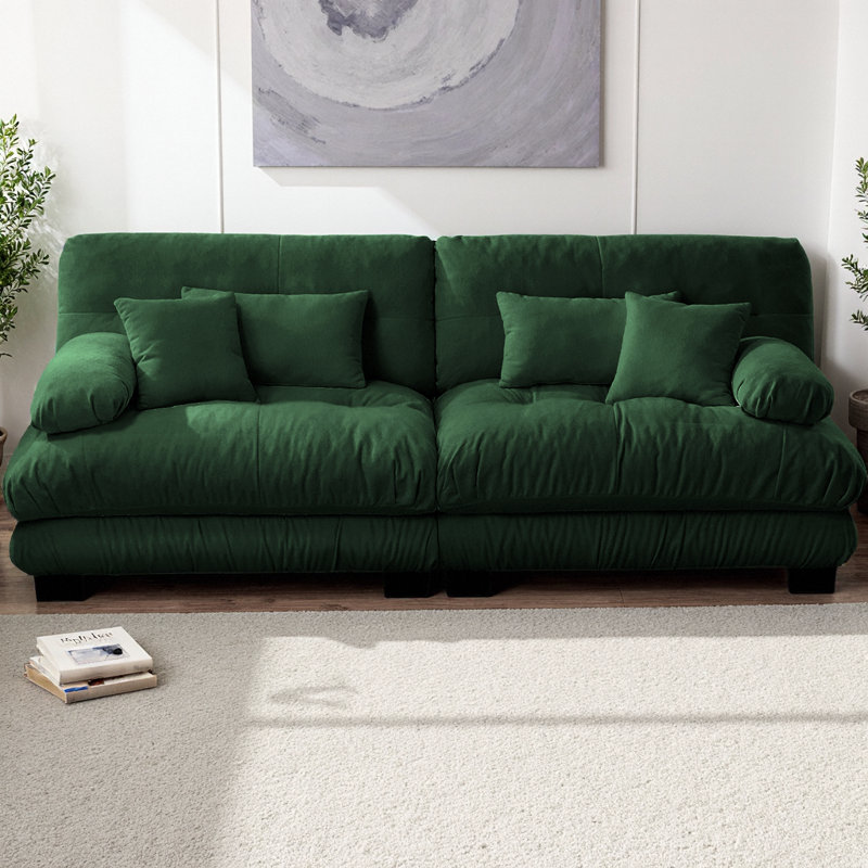 Causeuse rembourrée en chenille avec accoudoirs arrondis Nimbus Cloud Couch, H 35,4 po x l 94,4 po x P 36 po, 2, Vert