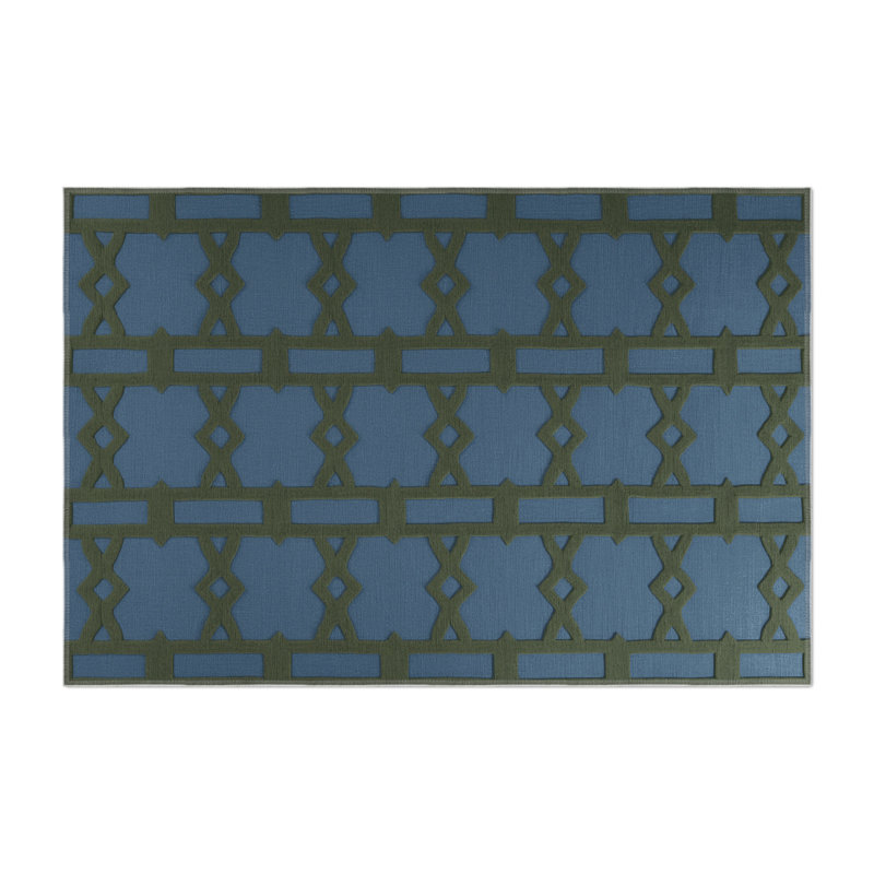 Tapis bleu intérieur et extérieur Trellis
