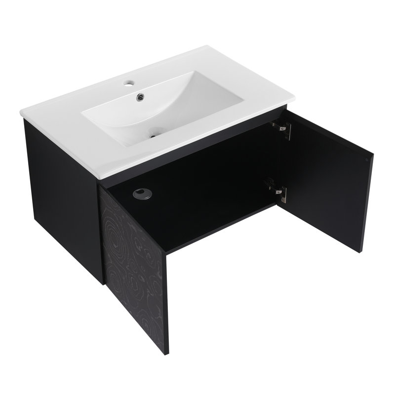 Kendyl 30 " W Wall Mounted Wall Mounted Single Double Single Vanity Bathroom Vanity With Resin Top