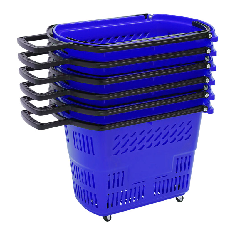 6PCS 35L Chariots avec roues et poignée, Bleu