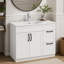 Lavabo de salle de bain en céramique blanche de 39,4 po, pour meuble-lavabo de 36 po, trou de robinet pré-percé, design minimaliste moderne, durable et facile à nettoyer