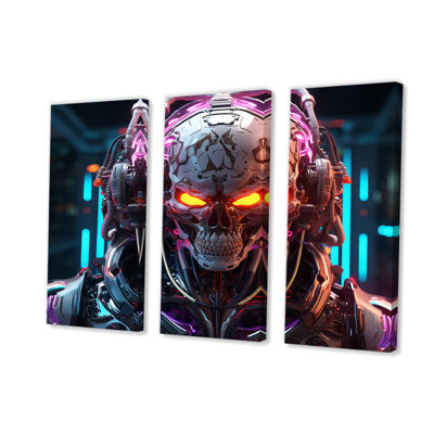 Christapher Sci-Fi Retro Futuristic Robot In Neon I - Fantasy & Sci-Fi Canvas Print Set