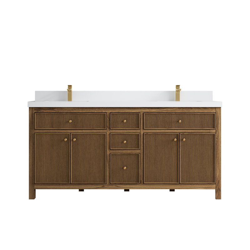 Sonoma 72'' Double Bathroom Vanity with Top, White, Brown