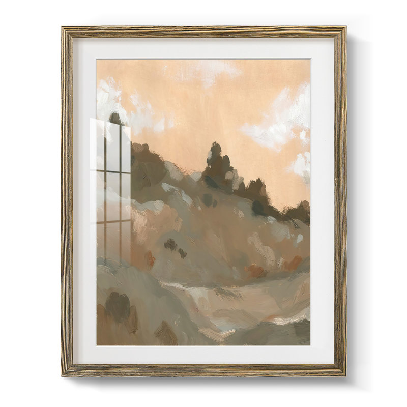 Hillside Walking Path II - peinture sur toile encadrée, Blanc, Papier, cadre noyer, H 20 po x l 16 po x P 1 po