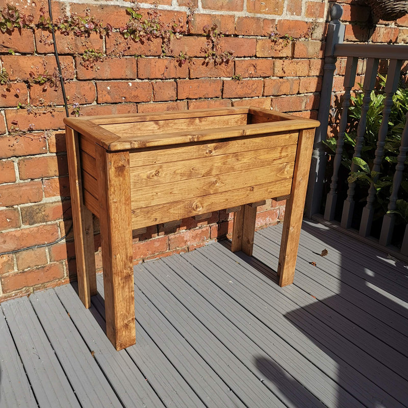 Bulkley Hand Made Rustic Wooden Medium Raised Garden Trough / Flower Bed Planter
