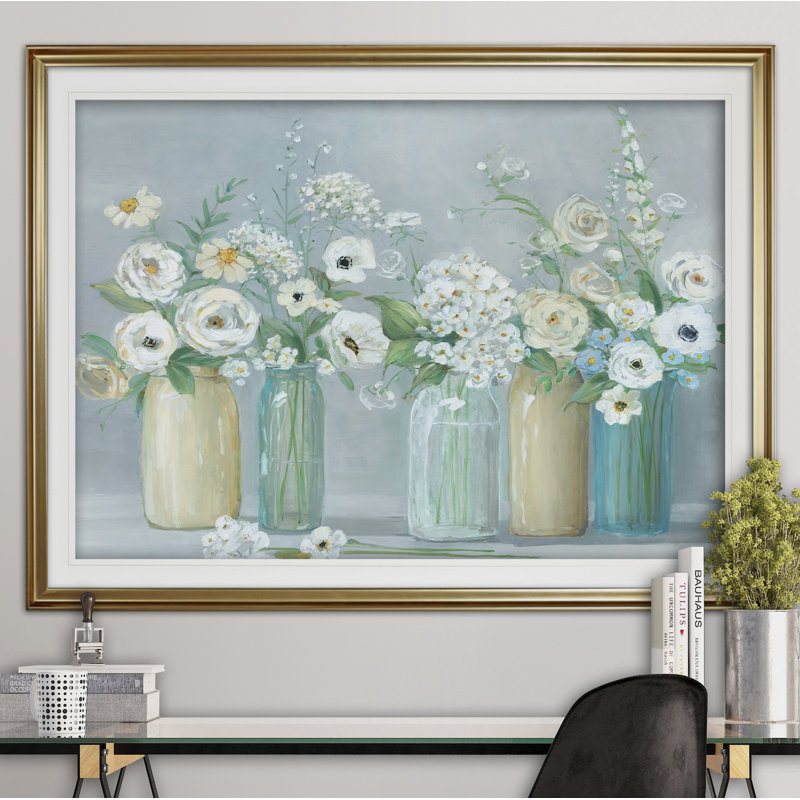« Blooming Meadow Beauties » - reproduction, H 30 po x l 40 po, Impression encadrée, Doré