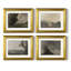 Ensemble de 4 reproductions encadrées, paysage rétro vintage