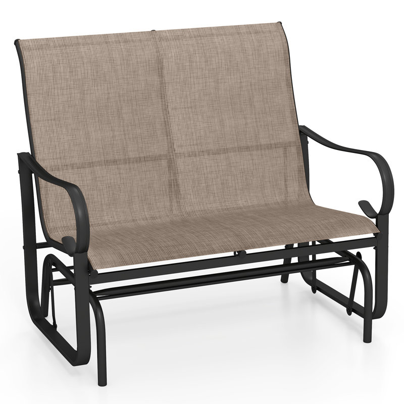 Banc oscillant pour 2 personnes avec dossier haut, brun