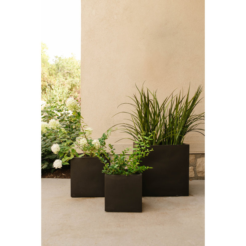 Milard Planter Pot, 12.01" H x 11.81" W x 11.81" D, Black