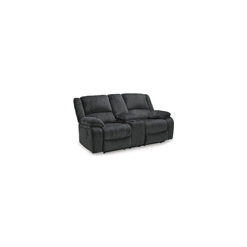 Karyna Reclining Loveseat with Console, Dark Gray
