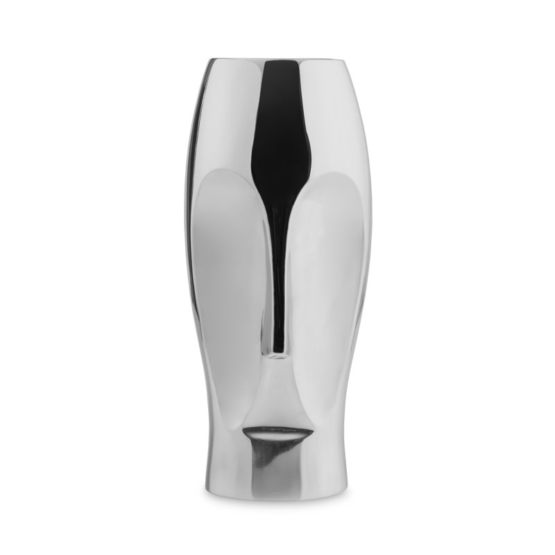 Nambe Face Vase, 13" H x 6" W x 5" D