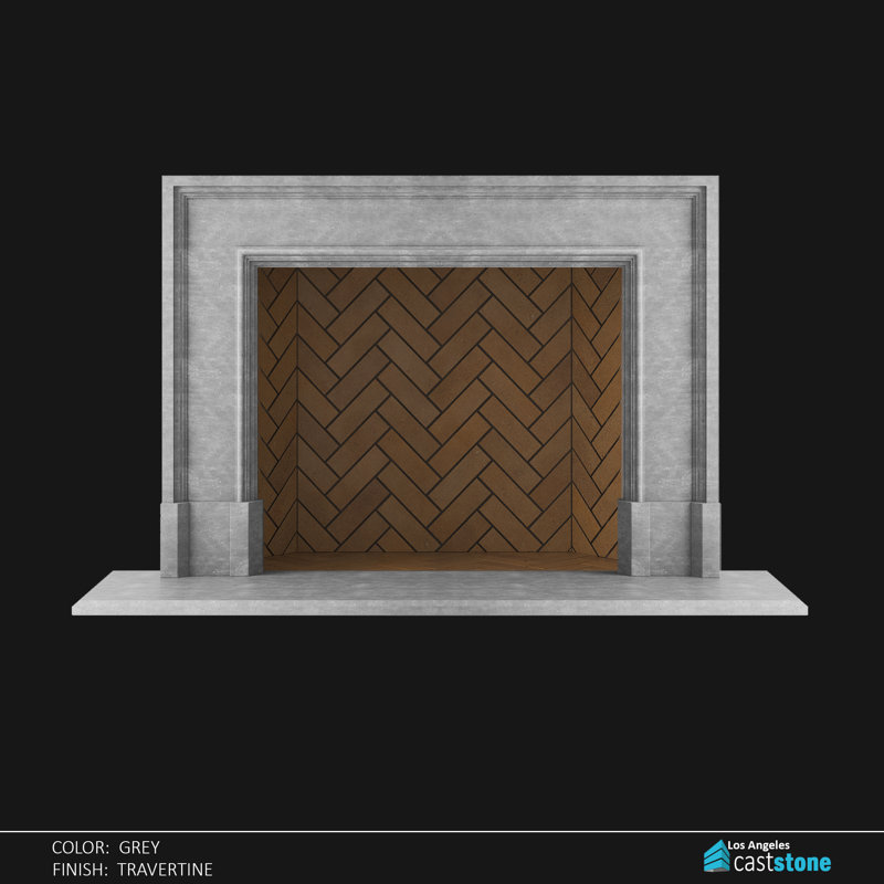 Lotus Fireplace Surround, Gray Travertine