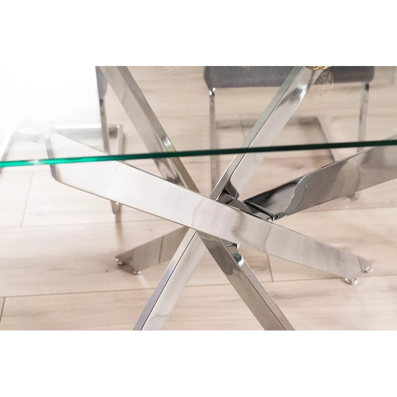 Anntoinette Glass Top Metal Base Dining Table