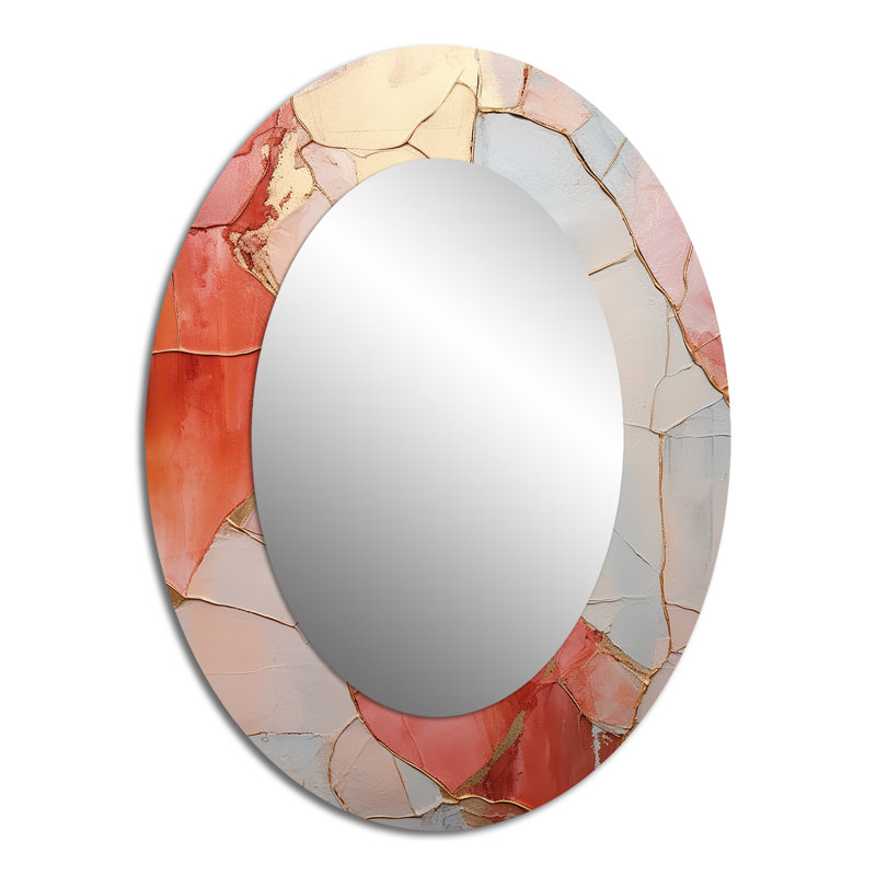 Coral Gold Minimalisme Poteries - Grand miroir mural ovale sur métal, 40 po x 30 po