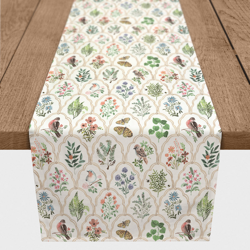 Babett Rectangle Floral Polyester Table Runner, 90" x 16"