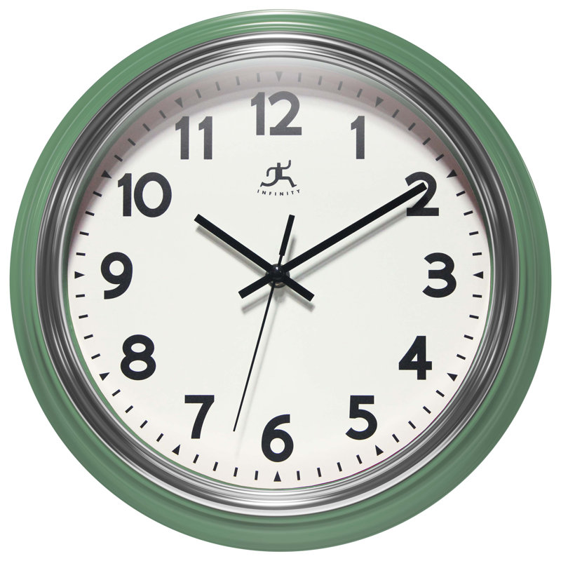 Mitsu Round Plastic Wall Clock 12 Inches, Green