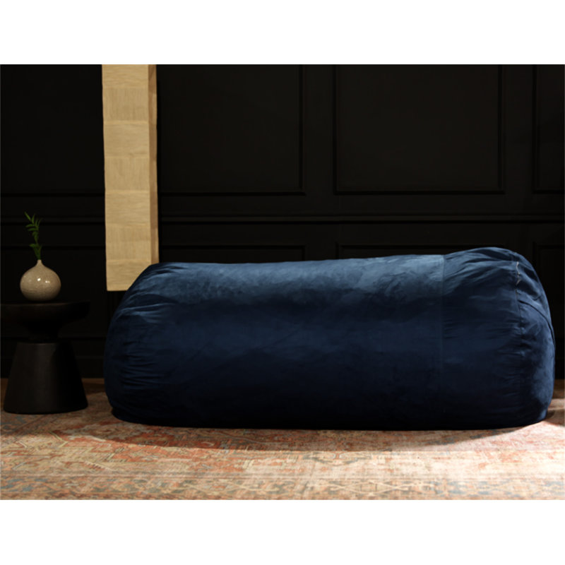 Marlin 6.5 Foot Suede Cylindrical Bean Bag, Blue Solid Microfiber