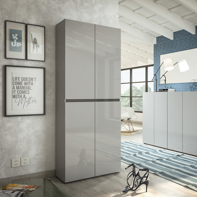 Sahad 30 Pair Shoe Storage Cabinet, Grey Gloss