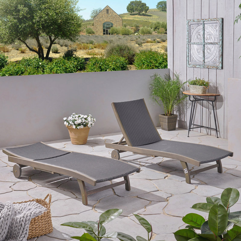 Chaise longue Banzai avec plateau coulissant, Gris