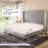 Belo Queen Light Gray Upholstered Wingback Platform Bed-435998059-435998056