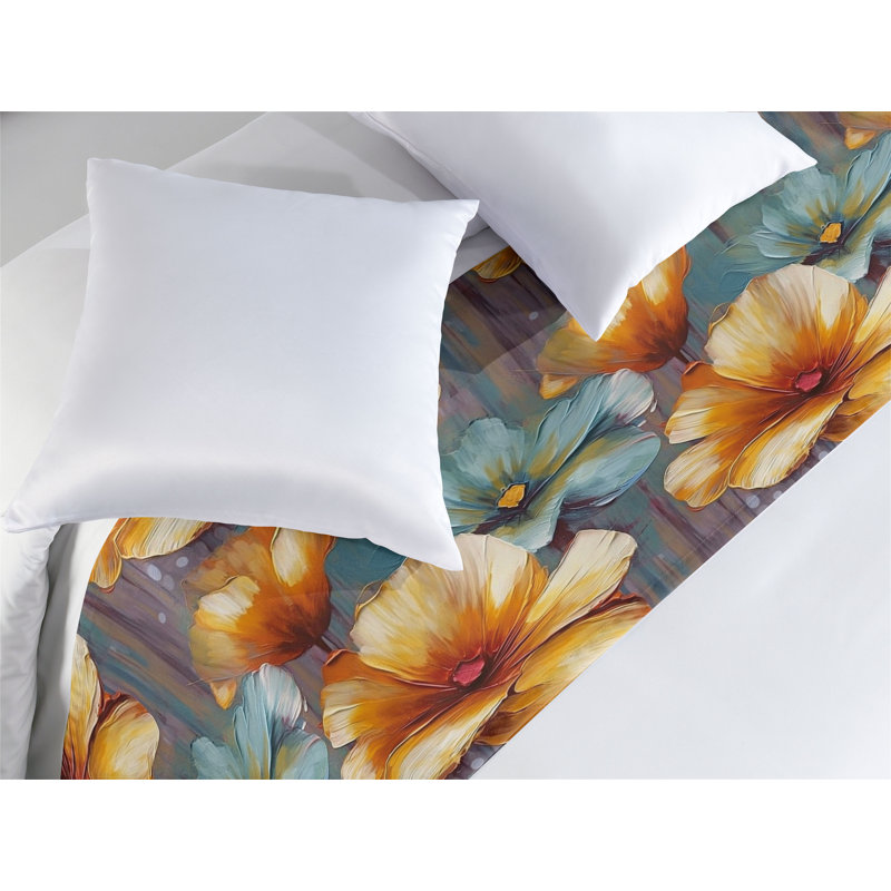 Motif floral écharpe de lit Ambesonne, Très grand lit
