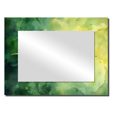 Green Water Droplet On Leaf II - Leaves  Mirror Wall Art - Printed On Metal