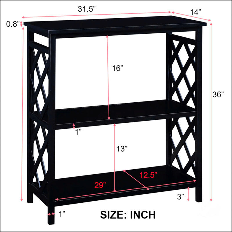 Console Table 3-Tier With Storage Shelves, Black