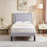Ensemble de 2 lit plateforme simple tapissier gris clair Aldora avec tête de lit réglable capitonnée, lit simple silencieux avec rangement sous le lit de 8 pouces