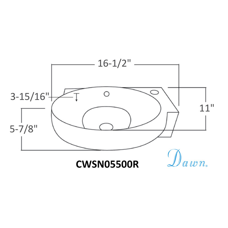Dawn USA 11'' White Ceramic Oval Bathroom Sink with Overflow