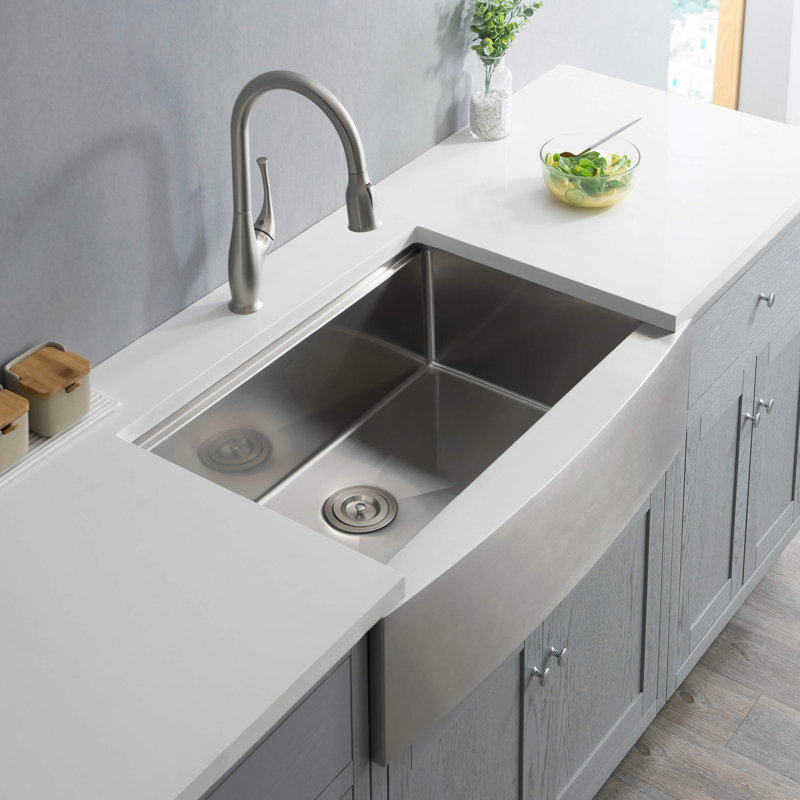 Évier de cuisine de ferme / tablier fabriqué à la main L 33 po x l 22 po avec crépine