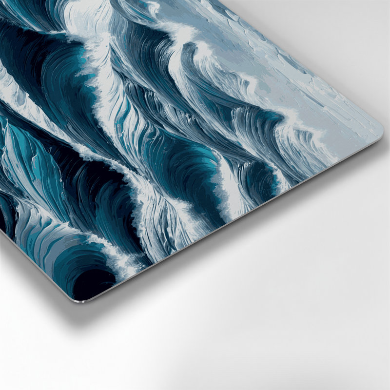 Art mural gris en métal Coastal Wave, H 16 po x l 20 po