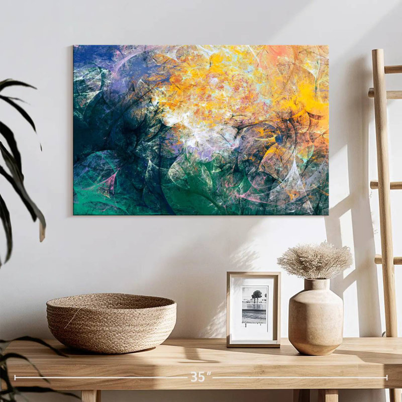 Abstrait artistique vert Avery, H 16 po x l 24 po