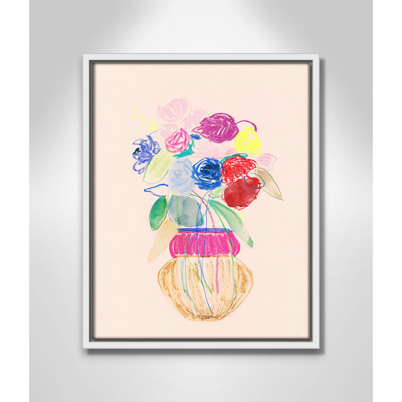 «Simple Floral II» par Bea Dina, Toile encadrée flottée blanche, Pas de tapis, H 15,5 po x l 12,5 po x P 2 po