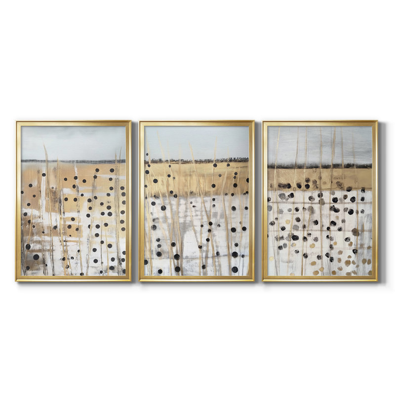 ABSTRACT Series CMXV - Toile tendue avec châssis sur mesure - 3 pièces, H 21 po x l 30 po, Doré