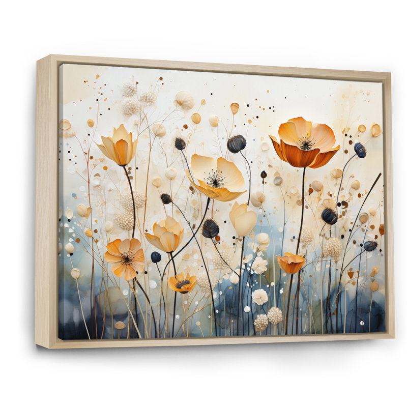 Décoration murale orange et bleu avec sourdine botanique I - Botanicals abstraits, H 12 po x l 20 po x P 1 po