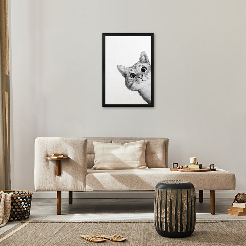 «Sneaky Cat», affiche encadrée par Laura Graves, H 24 po x l 16 po