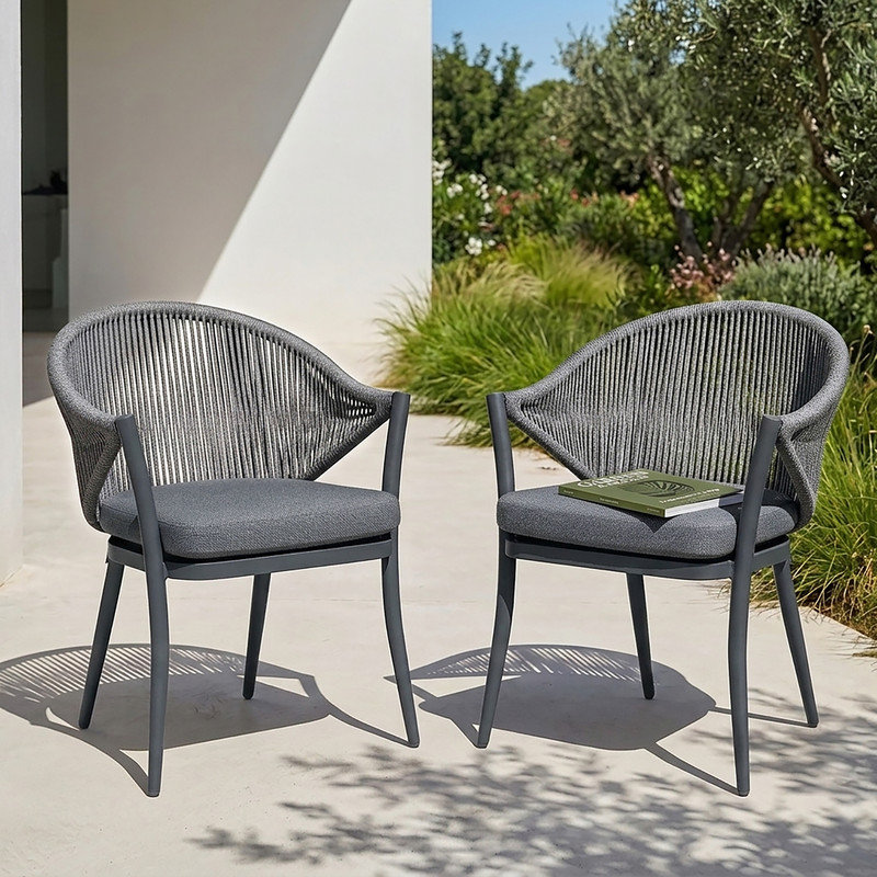 Outdoor Patio Dining Armchair, Colour: grey