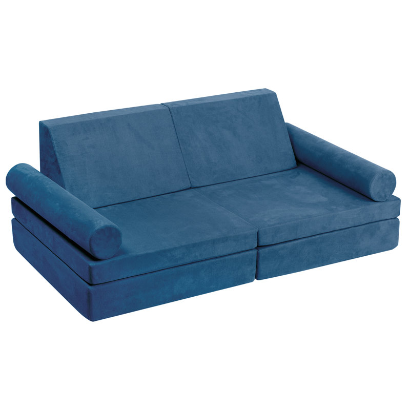Mascoutah Kids 3'' Club Chair Sofa / Sectional and Ottoman, Navy
