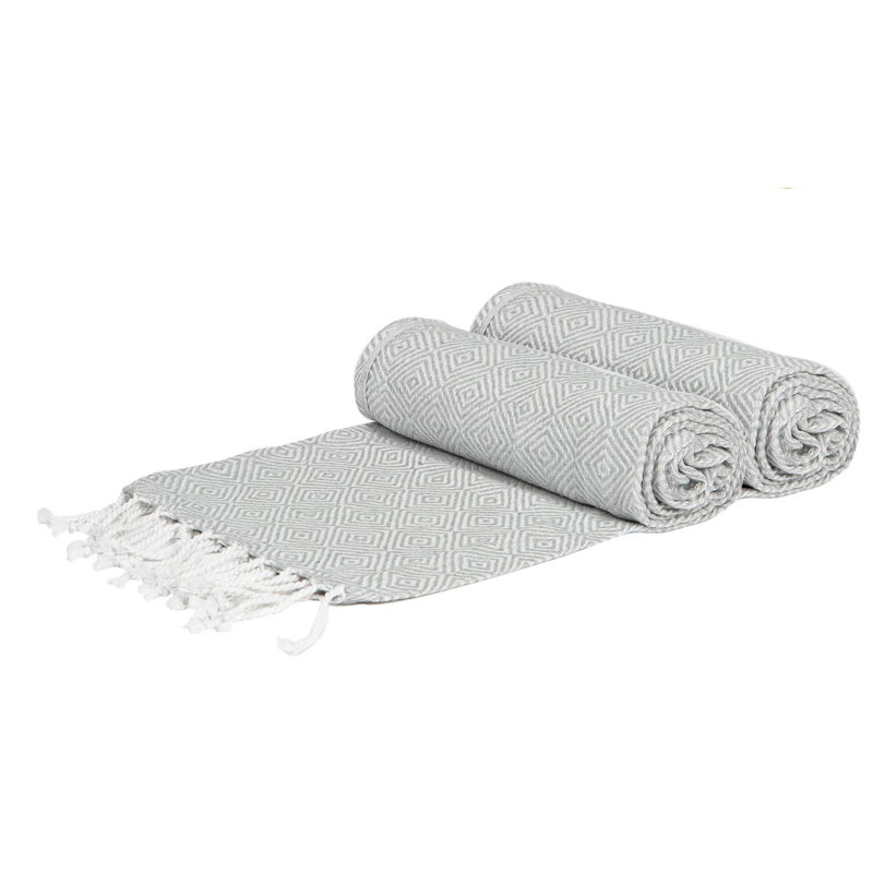 Nicola Spring - Turkish Cotton Chevron Bath Towels - 172 x 90cm, Light Grey