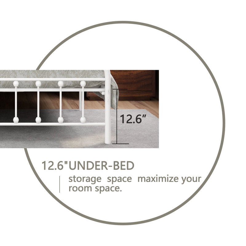 Mcdowell Metal Spindle Bed, White, Full